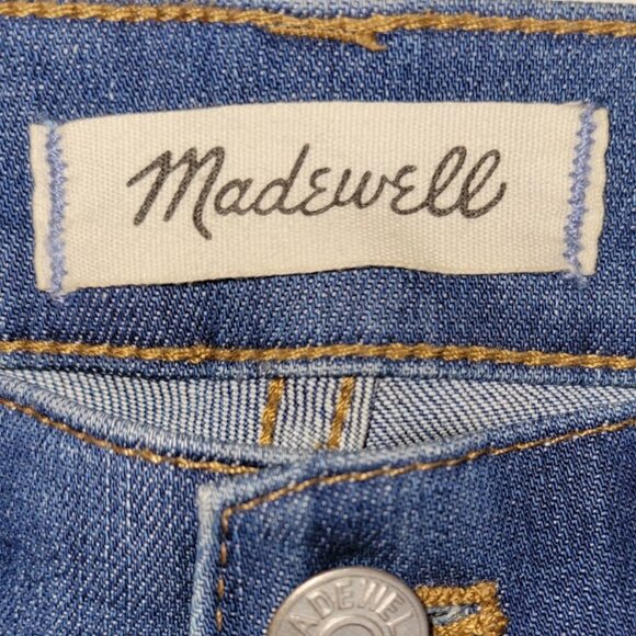 Madewell Cali Demi Boot Cut Jeans Chewed Hem Edition Medium Wash Women's Size 25 - Picture 9 of 13